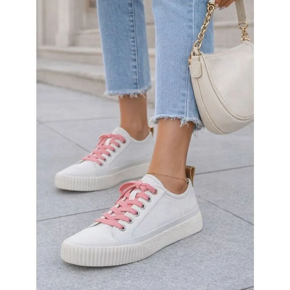 Veronica Beard Parise Canvas and Leather  Design in White and Pink